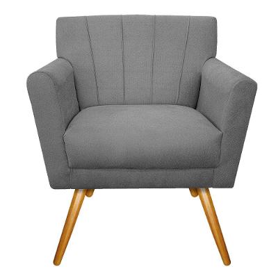 Poltrona Laura Pés Palito Suede Cinza