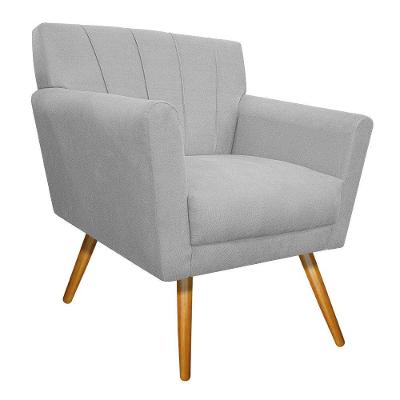 Poltrona Laura Pés Palito Mel Suede Branco