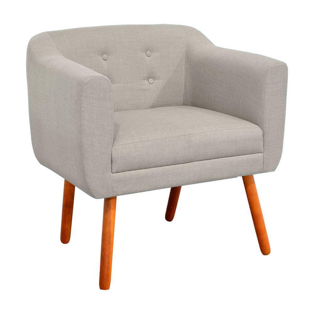 Poltrona Julia Linho Fino Bege A27 Pés Palito Castanho - 2