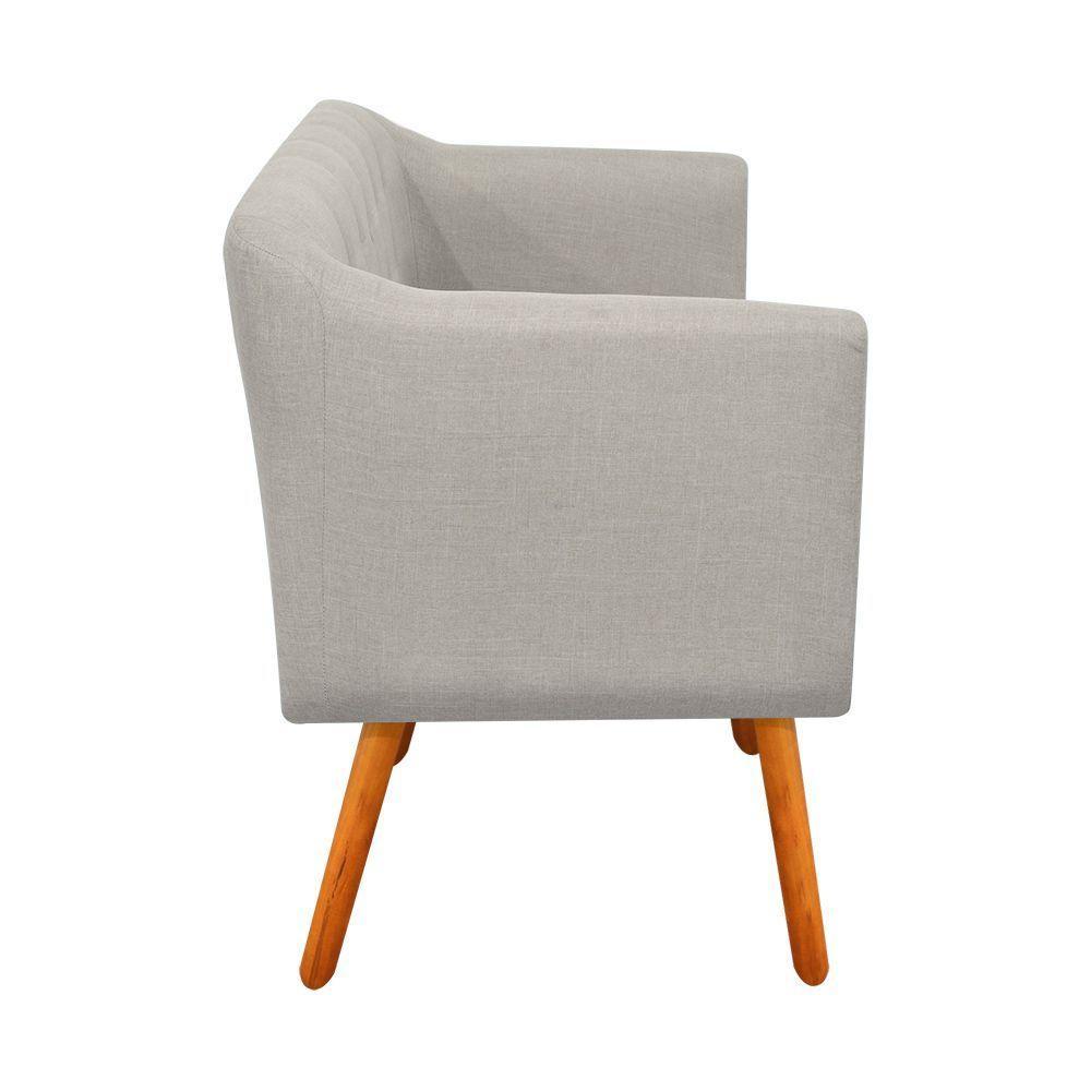 Poltrona Julia Linho Fino Bege A27 Pés Palito Castanho - 3