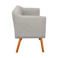 Poltrona Julia Linho Fino Bege A27 Pés Palito Castanho - 3