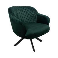 Poltrona Kitana Pés Preto Giratório Veludo Verde - 1