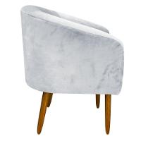 Poltrona Stella Suede Cinza Pés Palito Castanho D'rossi - 2