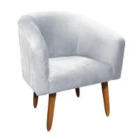 Poltrona Stella Suede Cinza Pés Palito Castanho D'rossi - 3