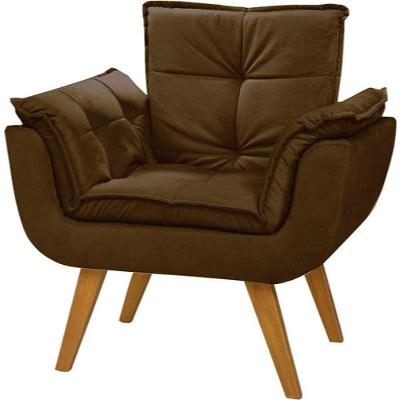 Poltrona Opala Suede Preto Dora Bela Marrom