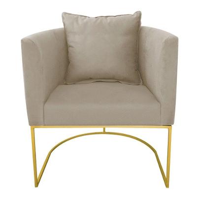 Poltrona Paola Suede Marrom Rato Base Metálica Dourado