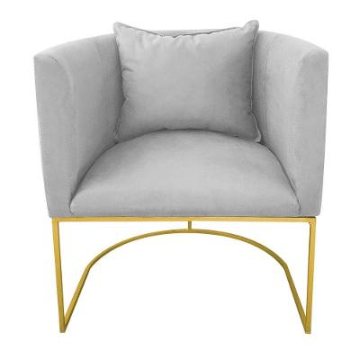 Poltrona Paola Suede Cinza Base Metálica Dourado