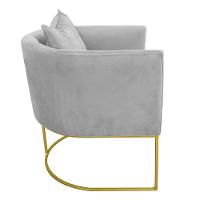 Poltrona Paola Suede Base Metálica Dourado D'rossi Cor Cinza - 5