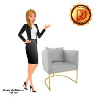 Poltrona Paola Suede Base Metálica Dourado D'rossi Cor Cinza - 9
