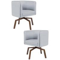 Kit 2 Poltronas Base Ka Madeira Betina C-315 Linho Cinza - Domi - 1