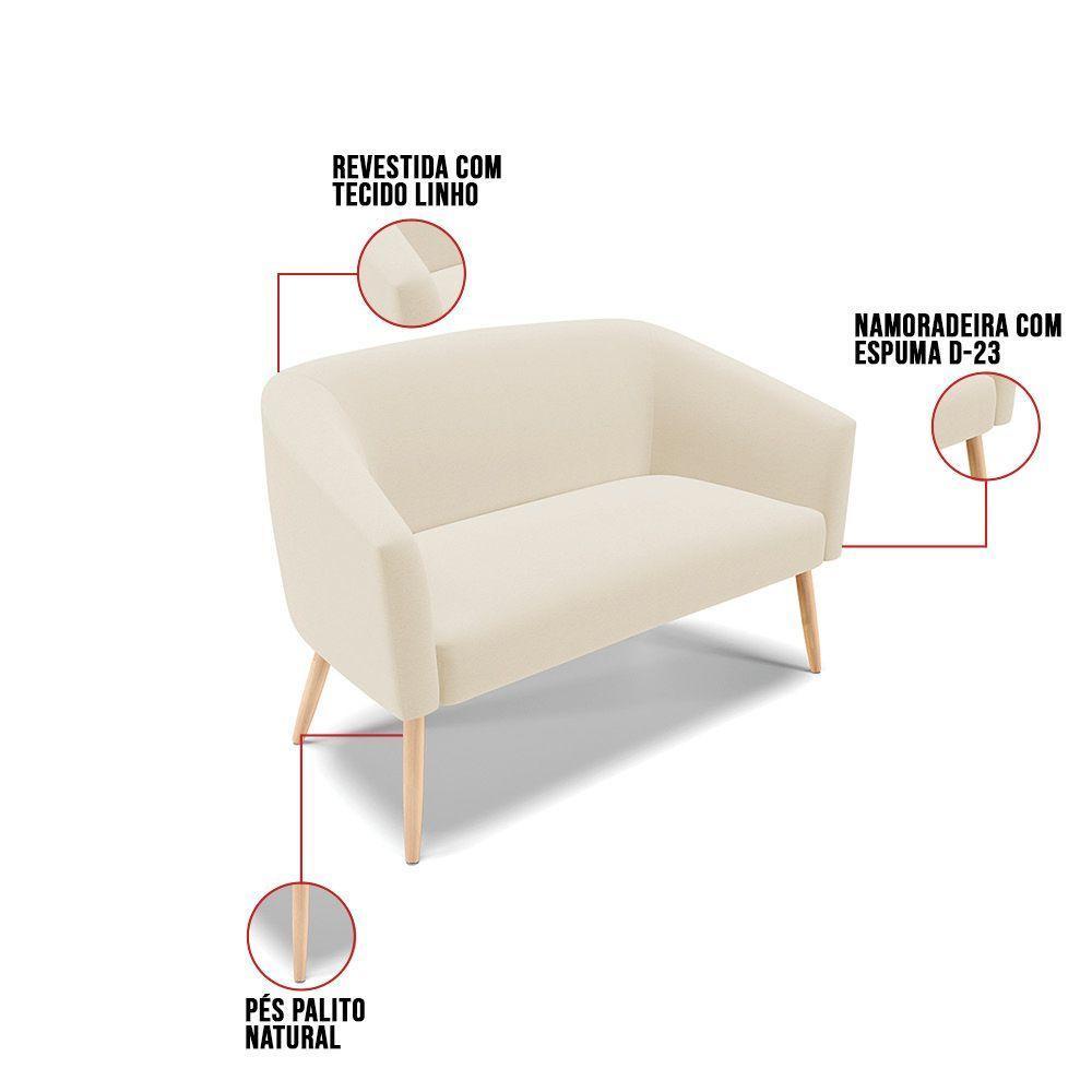 Namoradeira 02 Lugares Stella Linho Natural A27 Areia - 4