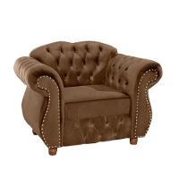 Poltrona Chesterfield Merlô Via Encanto Veludo Marrom - 1