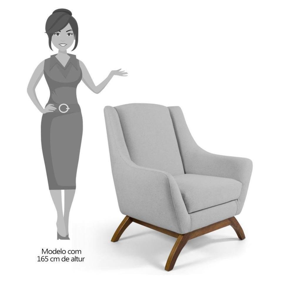 Kit 2 Poltronas Base Manu Madeira Juliet C-316 Linho Cinza - Domi - 2