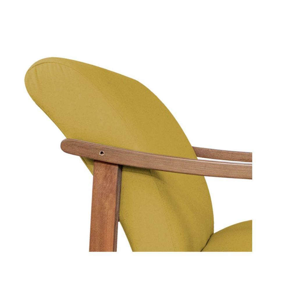Kit 02 Poltrona Liz Base Madeira Suede Amarelo - 2