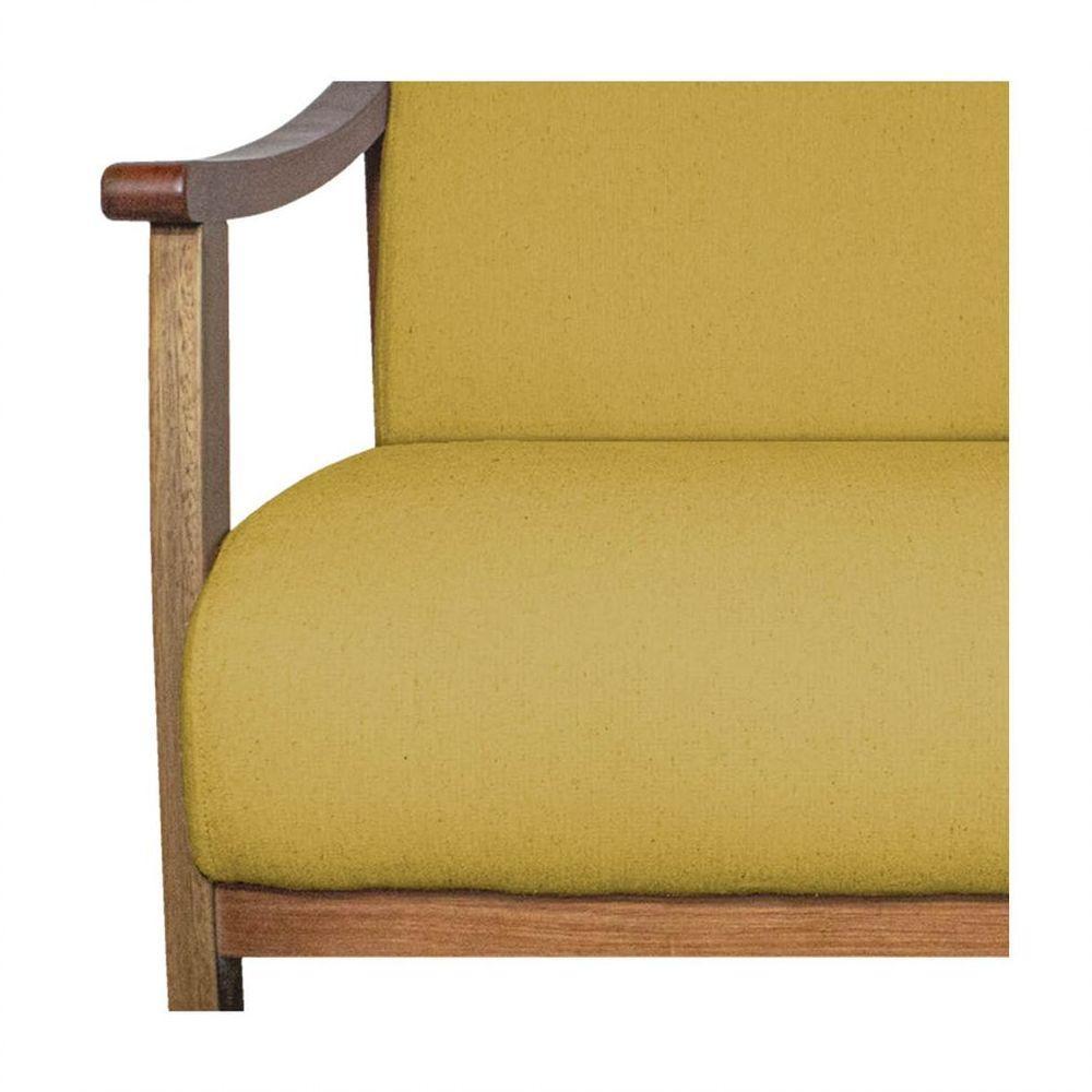 Kit 02 Poltrona Liz Base Madeira Suede Amarelo - 3
