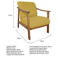 Kit 02 Poltrona Liz Base Madeira Suede Amarelo - 6