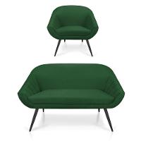 Kit 01 Namoradeira 02 Lugares e 01 Poltrona Giovana Suede Verde de Ferro - 1