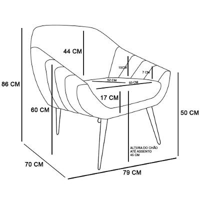Kit 01 Namoradeira 02 Lugares e 01 Poltrona Giovana Suede Azul Turquesa de Ferro