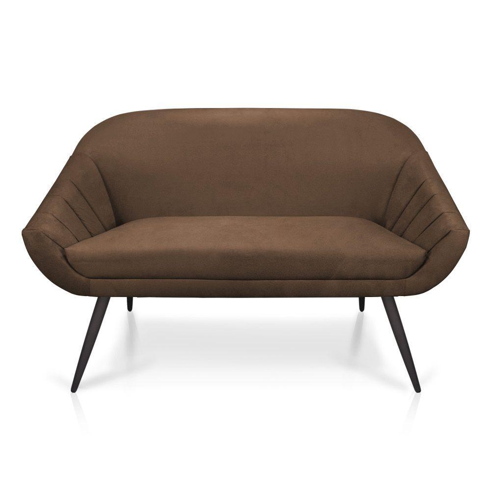 Kit 01 Namoradeira 02 Lugares e 02 Poltronas Giovana Suede Marrom de Ferro - 5