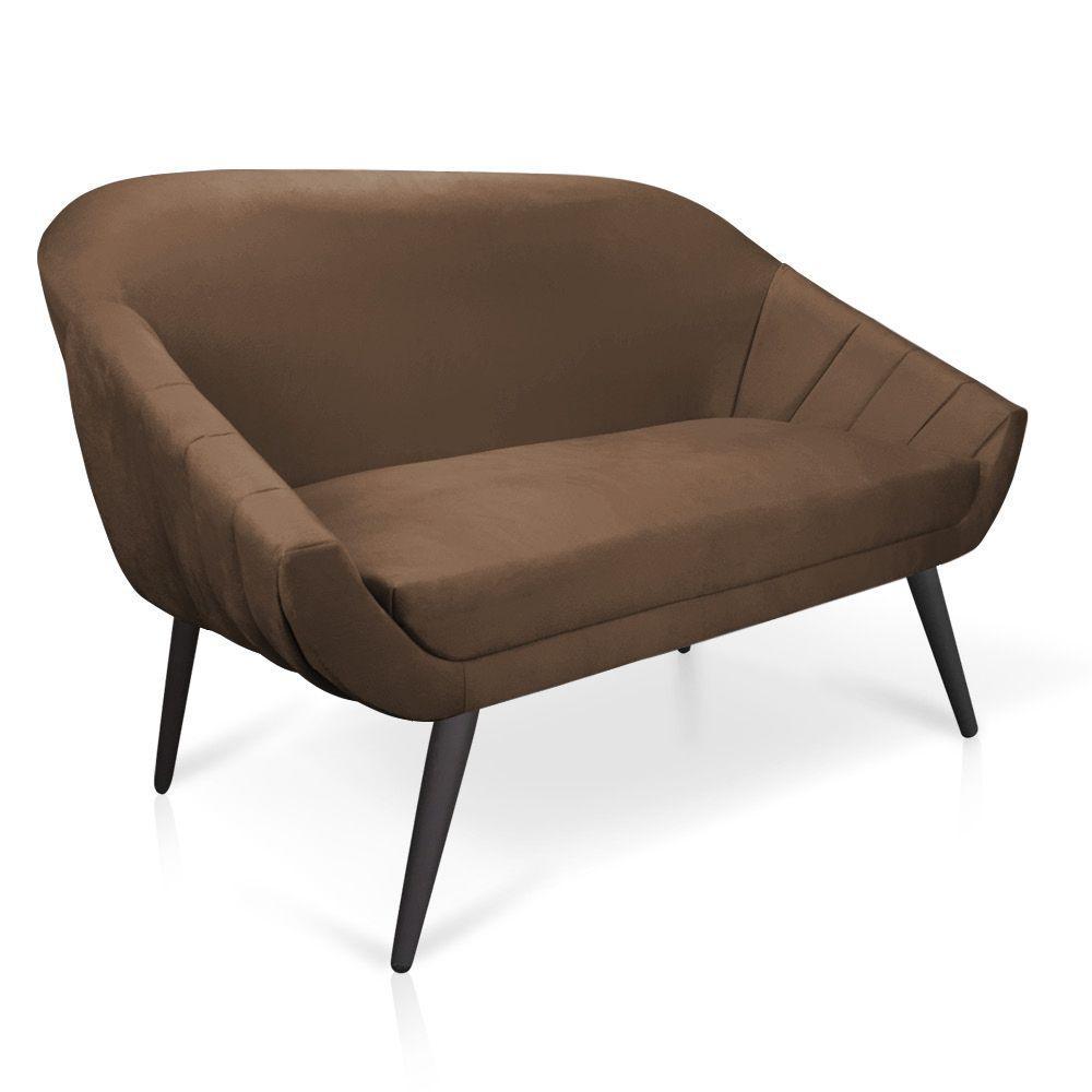 Kit 01 Namoradeira 02 Lugares e 02 Poltronas Giovana Suede Marrom de Ferro - 8