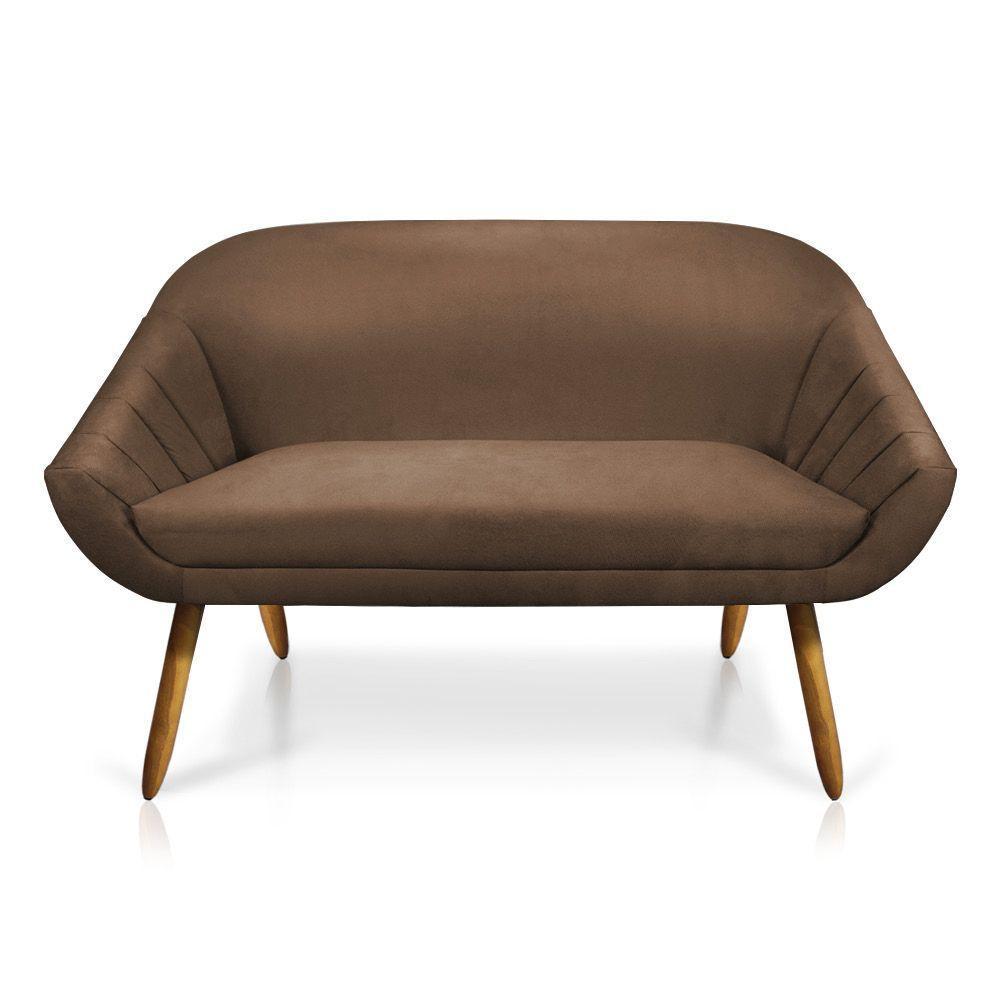 Kit 01 Namoradeira 02 Lugares e 02 Poltronas Giovana Suede Marrom Castanho - 5