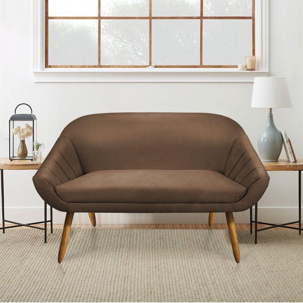 Kit 01 Namoradeira 02 Lugares e 02 Poltronas Giovana Suede Marrom Castanho - 7