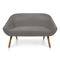 Kit 01 Namoradeira 02 Lugares e 02 Poltronas Giovana Suede Grafite Castanho - 2