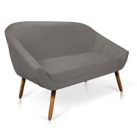 Kit 01 Namoradeira 02 Lugares e 02 Poltronas Giovana Suede Grafite Castanho - 7