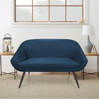 Kit 01 Namoradeira 02 Lugares e 02 Poltronas Giovana Suede Azul Marinho de Ferro - 8