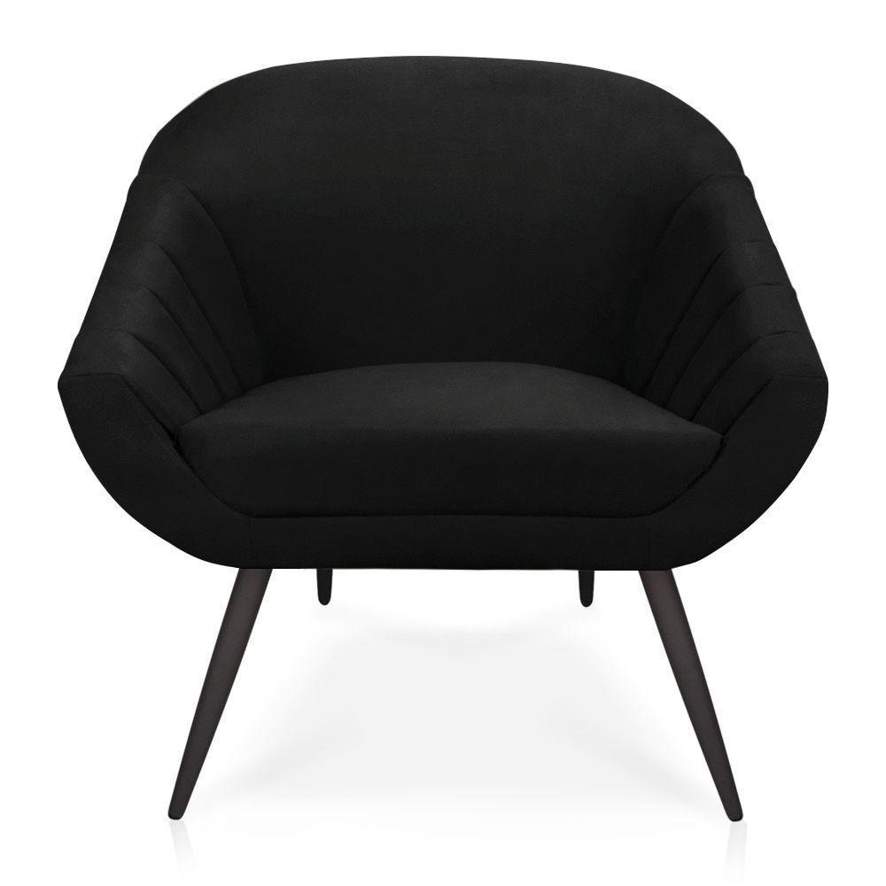 Kit 01 Namoradeira 02 Lugares e 02 Poltronas Giovana Suede Preto de Ferro - 2