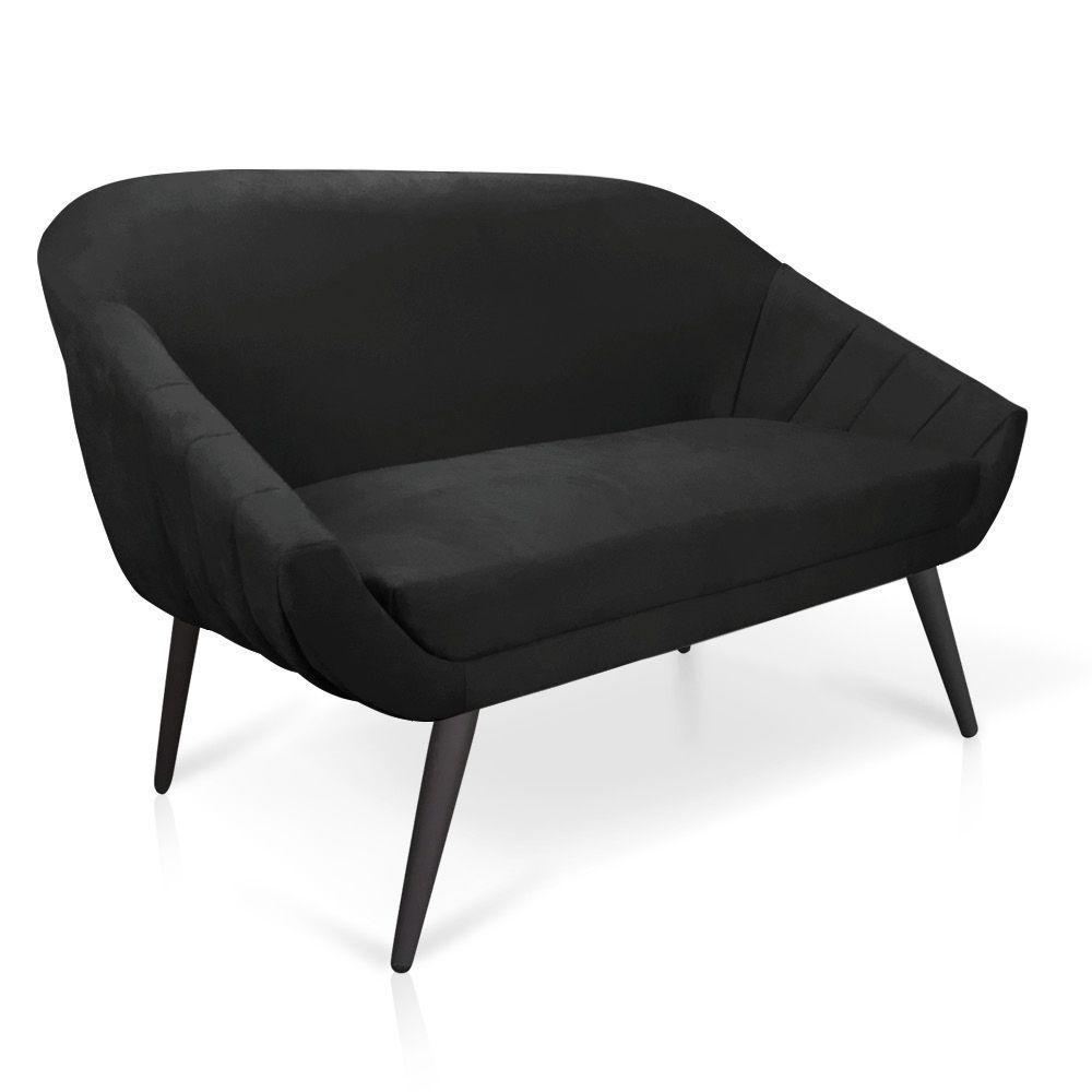Kit 01 Namoradeira 02 Lugares e 02 Poltronas Giovana Suede Preto de Ferro - 7