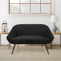 Kit 01 Namoradeira 02 Lugares e 02 Poltronas Giovana Suede Preto de Ferro - 8