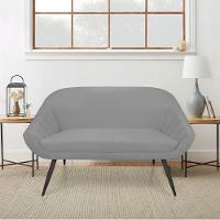 Kit 01 Namoradeira 02 Lugares e 02 Poltronas Giovana Suede Cinza de Ferro - 7