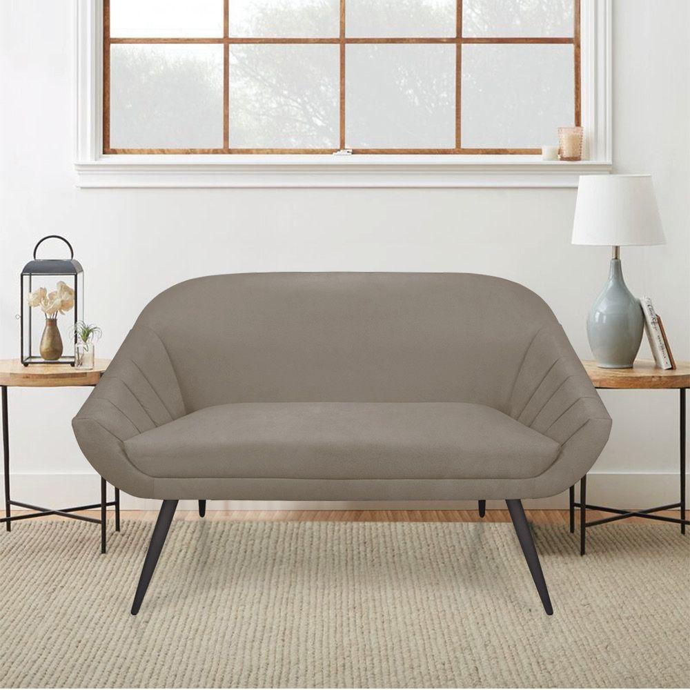 Kit 01 Namoradeira 02 Lugares e 02 Poltronas Giovana Suede Marrom Rato de Ferro - 7