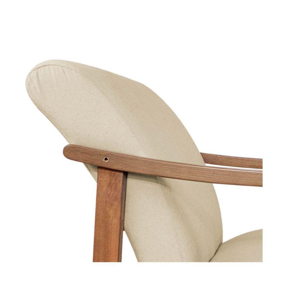 Kit 02 Poltrona Liz Base Madeira Suede Bege - 2