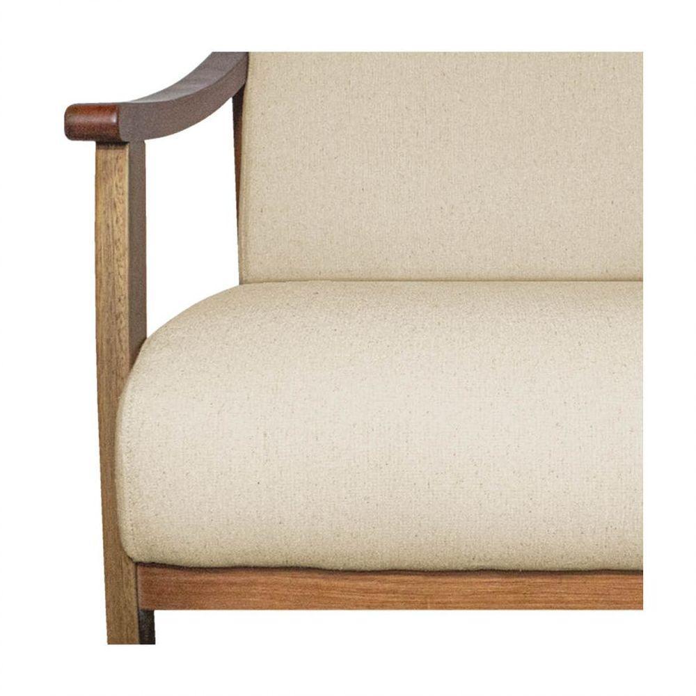 Kit 02 Poltrona Liz Base Madeira Suede Bege - 3