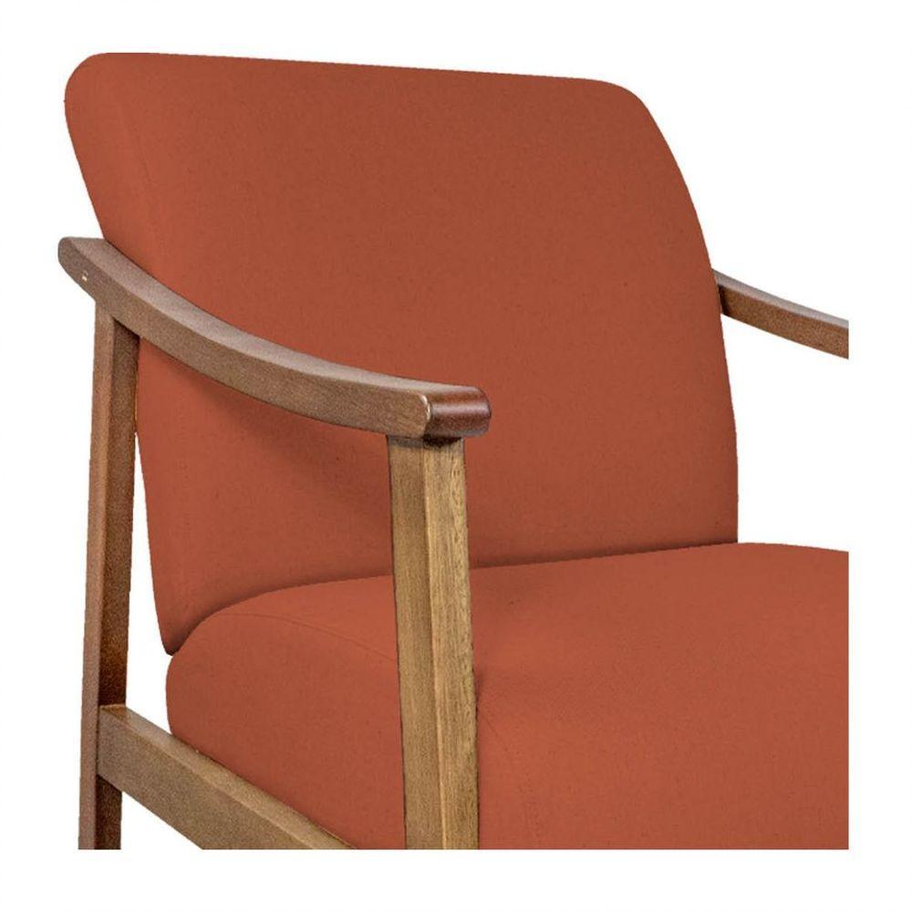 Kit 02 Poltrona Liz Base Madeira Suede Cor Terracota - 2