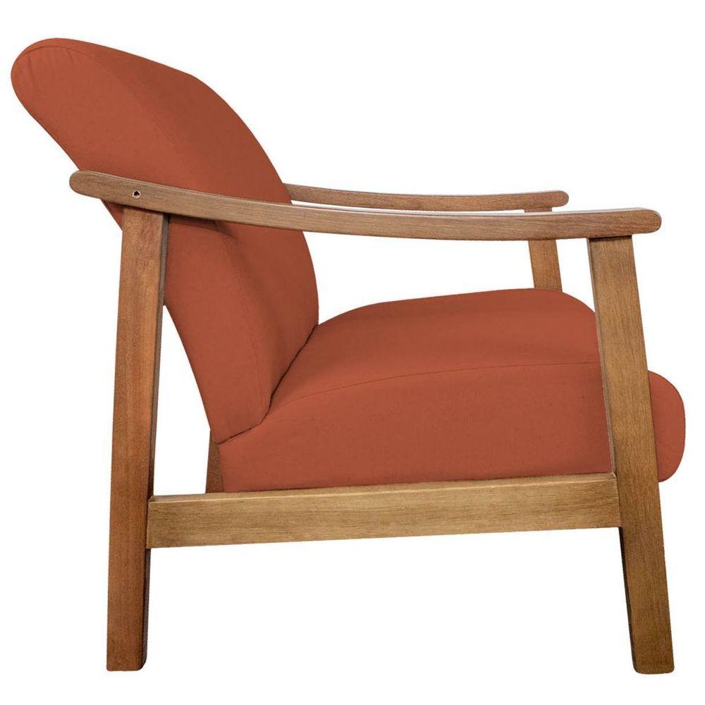 Kit 02 Poltrona Liz Base Madeira Suede Cor Terracota - 3