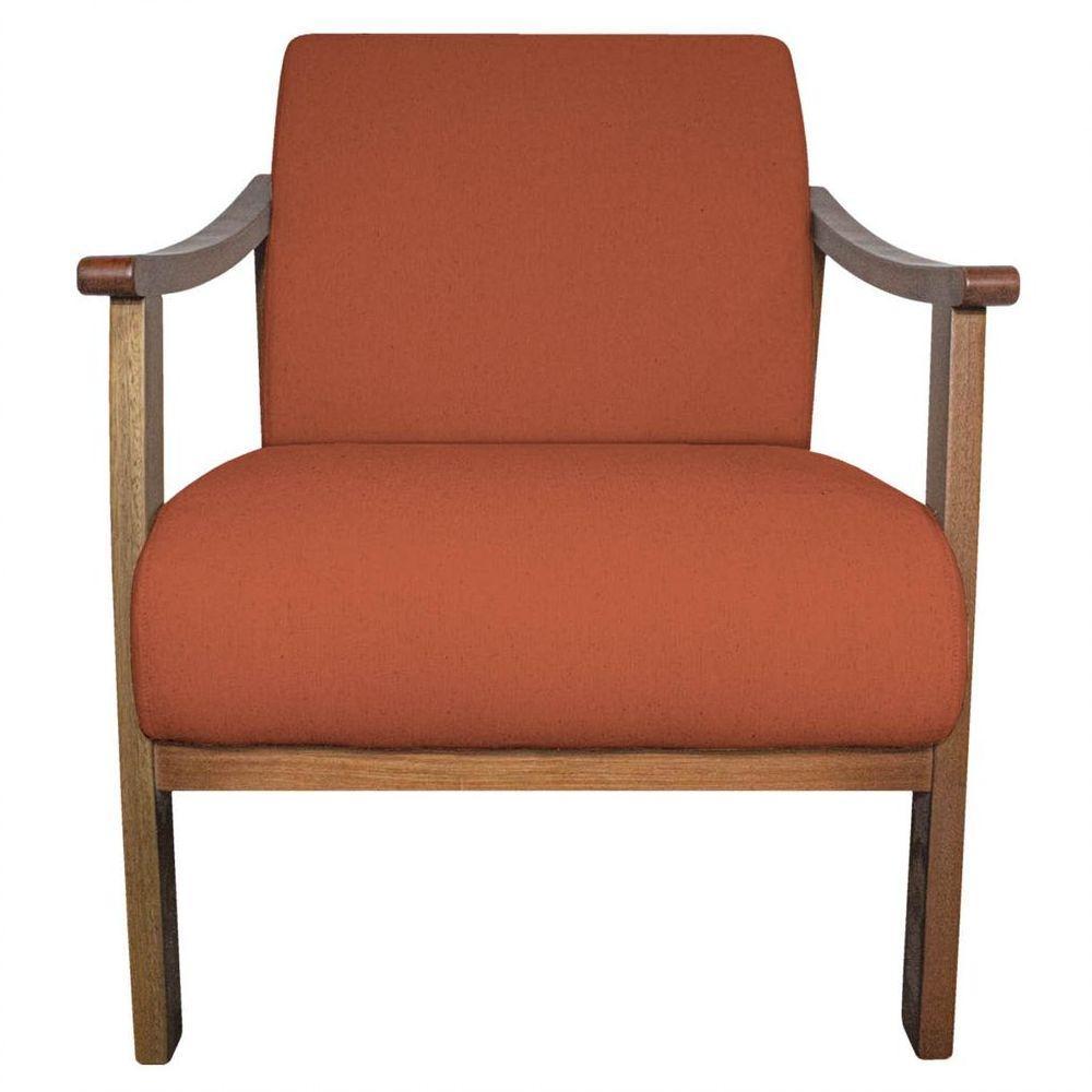 Kit 02 Poltrona Liz Base Madeira Suede Cor Terracota - 5