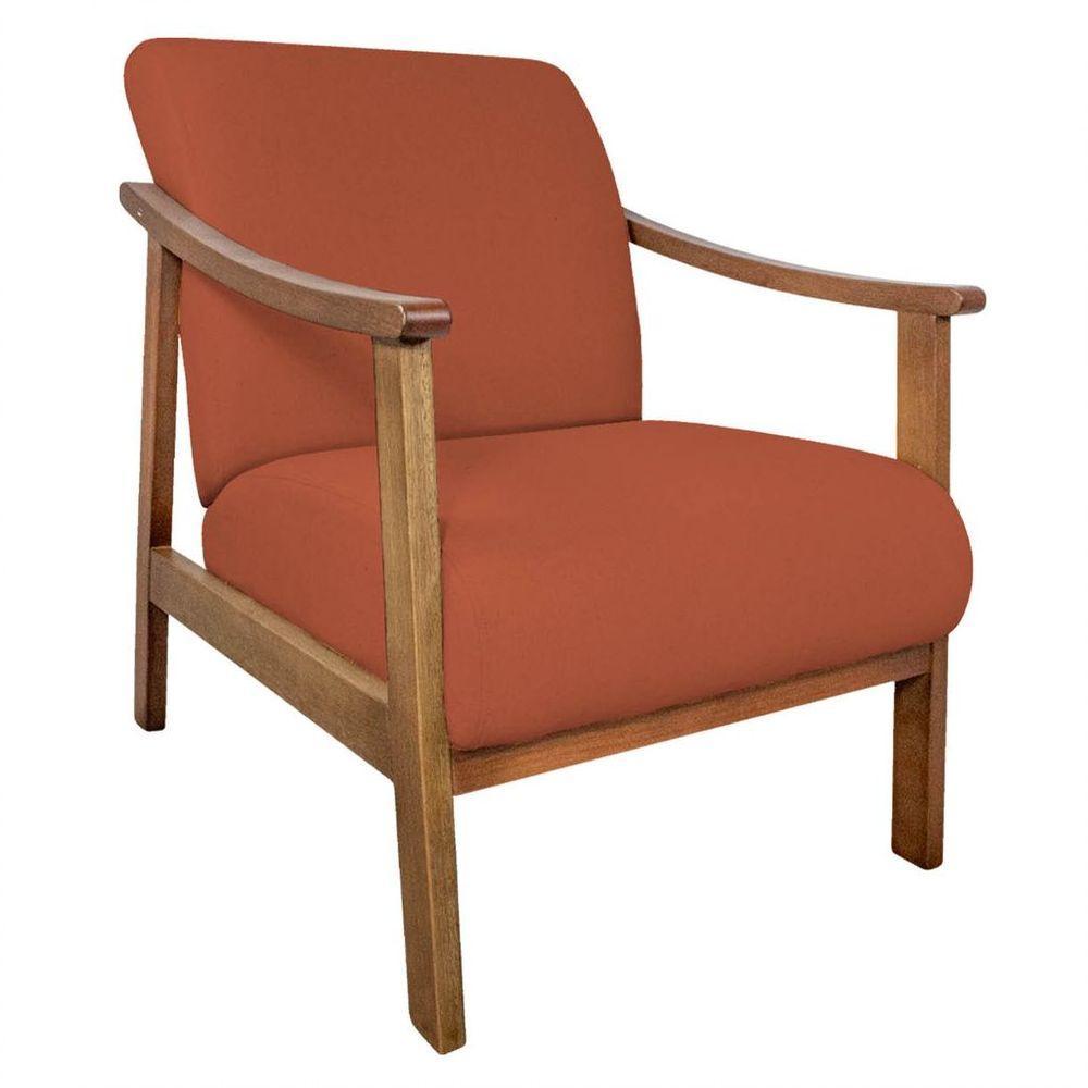 Kit 02 Poltrona Liz Base Madeira Suede Cor Terracota - 6