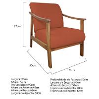 Kit 02 Poltrona Liz Base Madeira Suede Cor Terracota