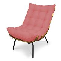 Kit 02 Poltronas Costela Linho Whiski Rose A106 Base De Metal - D'Rossi - 10