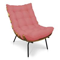 Kit 02 Poltronas Costela Linho Whiski Rose A106 Base De Metal - D'Rossi - 14