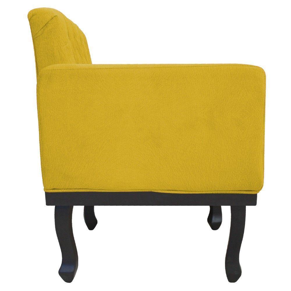 Kit 02 Poltronas Classic Pés Luís Xv Suede Amarelo - 2