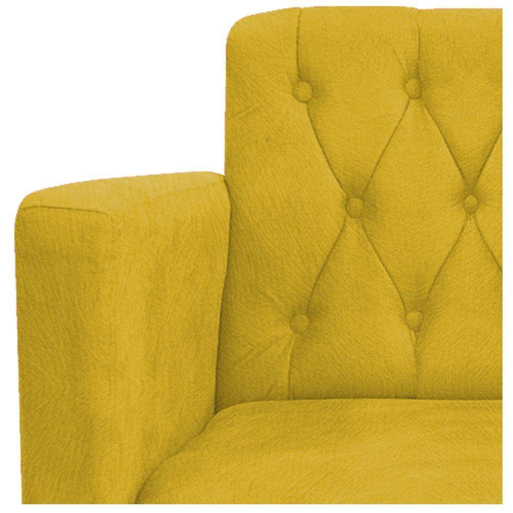 Kit 02 Poltronas Classic Pés Luís Xv Suede Amarelo - 4