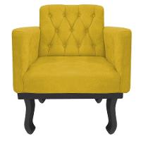 Kit 02 Poltronas Classic Pés Luís Xv Suede Amarelo - 3