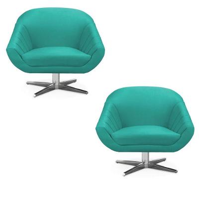Kit 02 Poltronas Giovana Suede Azul Turquesa