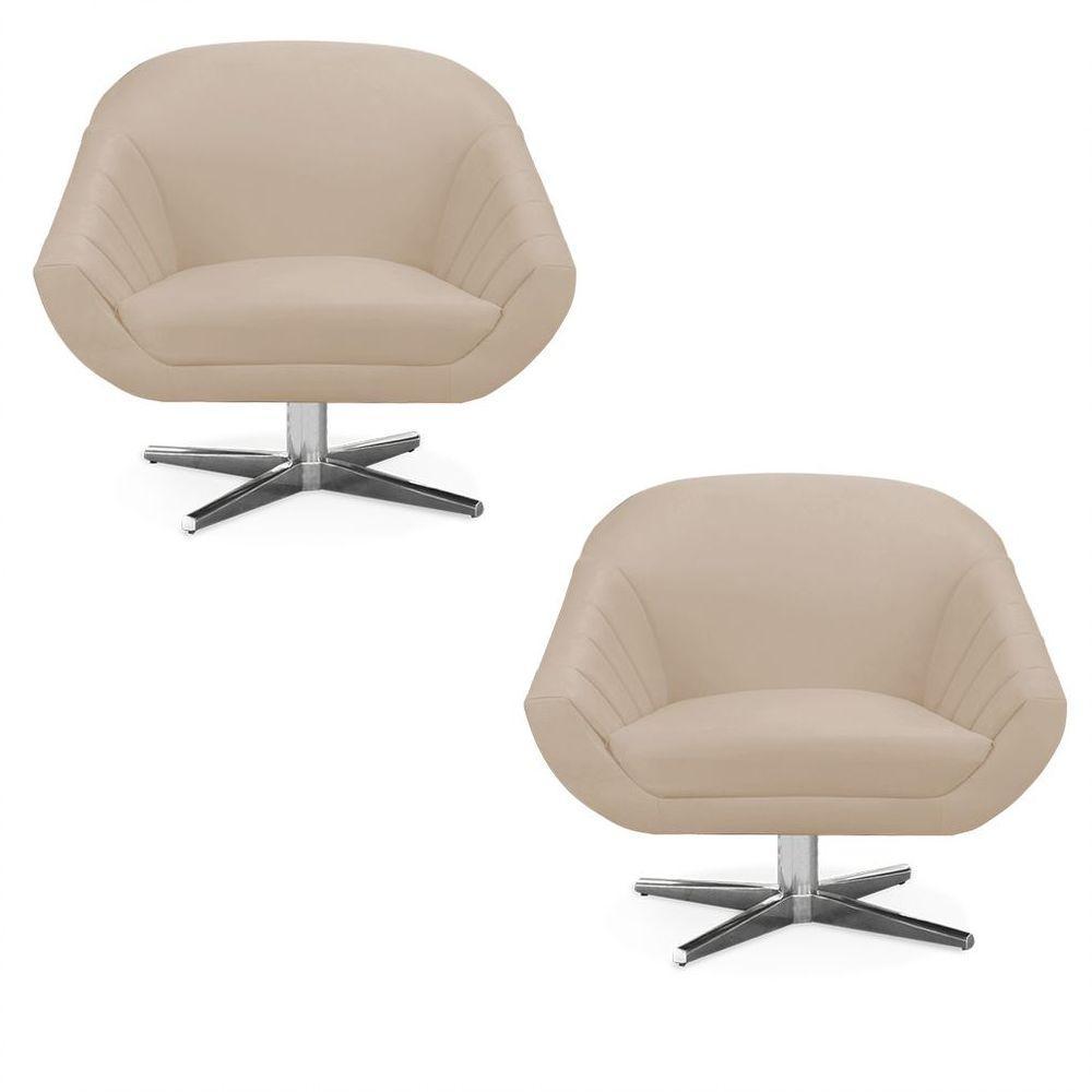 Kit 02 Poltronas Giovana Suede Bege - 1