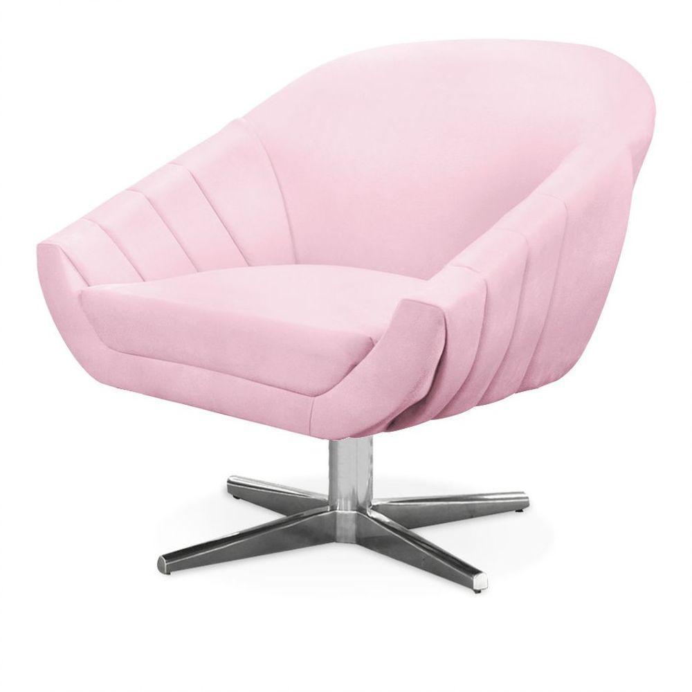 Kit 02 Poltronas Giovana Suede Rosa Bebê - 5