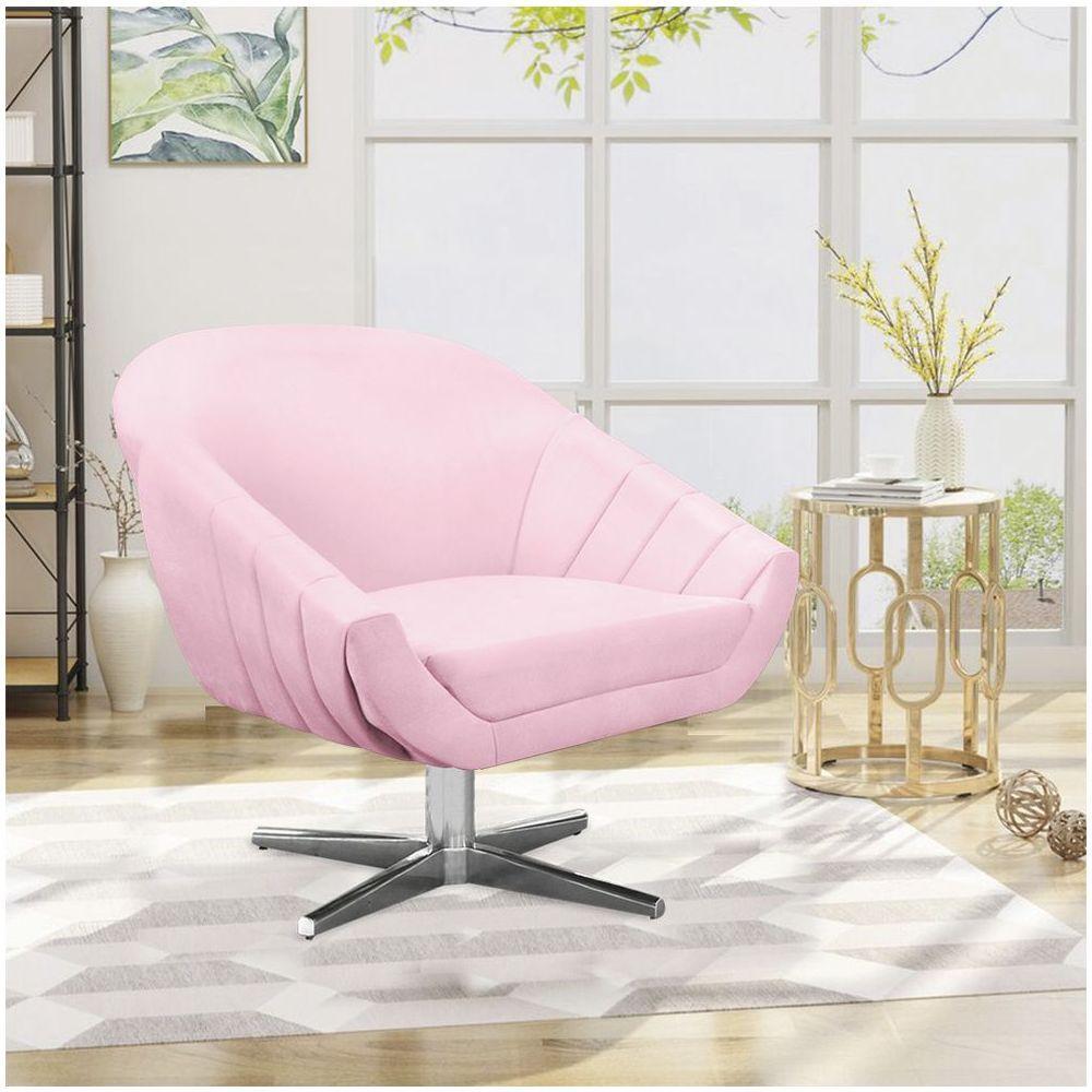 Kit 02 Poltronas Giovana Suede Rosa Bebê - 8